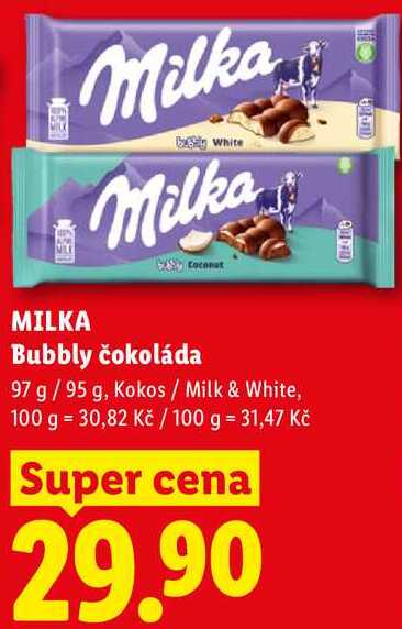 MILKA Bubbly čokoláda, 97 g/95 g
