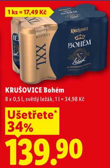 KRUŠOVICE Bohém, 8x 0,5 l