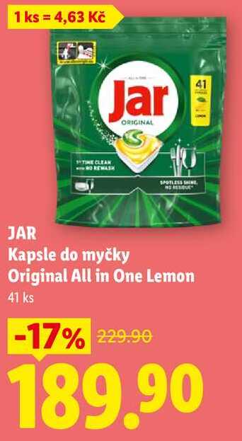 JAR Kapsle do myčky Original All in One Lemon, 41 ks