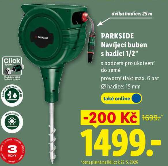 PARKSIDE Navíjecí buben s hadicí 1/2" 