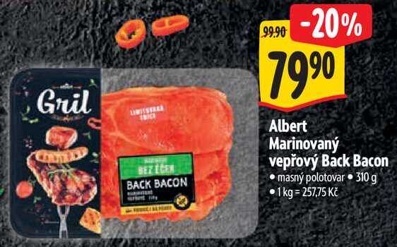 Albert Marinovaný vepřový Back Bacon, 310 g