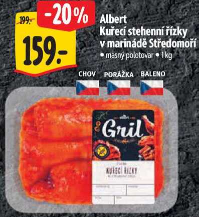 Albert Kuřecí stehenní řízky v marinádě Středomoří, 1 kg