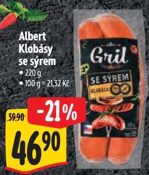 Albert Klobásy se sýrem, 220 g