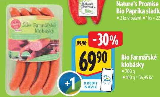 Bio Farmářské klobásky, 200 g