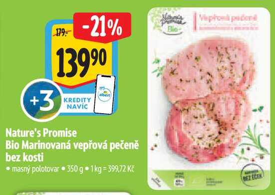Nature's Promise Bio Marinovaná vepřová pečeně bez kosti, 350 g 