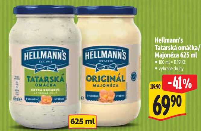 Hellmann's Tatarská omáčka/Majonéza, 625 ml