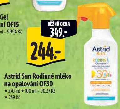 Astrid Sun Rodinné mléko na opalování OF30, 270 ml