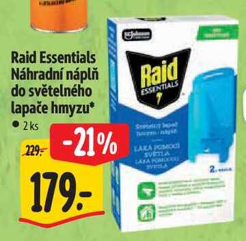 Raid Essentials Náhradní náplň do světelného lapače hmyzu, 2 ks