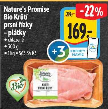 Nature's Promise Bio Krůtí prsní řízky - plátky, 300 g 