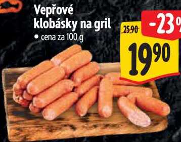 Vepřové klobásky na gril, cena za 100 g 