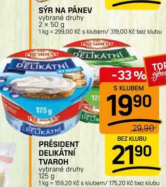 Président Delikátní tvaroh 125g