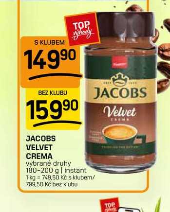 JACOBS VELVET CREMA vybrané druhy 180-200 g