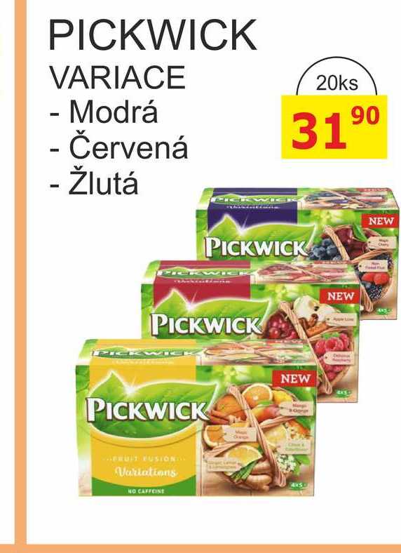 PICKWICK VARIACE - Modrá - Červená - Žlutá 20ks 