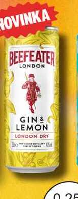 BEEFEATER LONDON GIN& LEMON LONDON DRY 0,25l plech