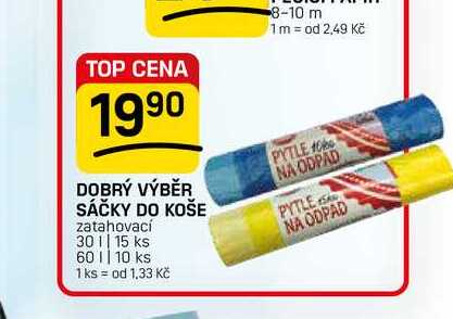 DOBRÝ VÝBĚR SÁČKY DO KOŠE zatahovací 30 || 15 ks 