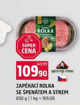ZAPÉKACÍ ROLKA SE ŠPENÁTEM A SÝREM 650 g