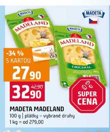 MADETA MADELAND 100 g plátky vybrané druhy