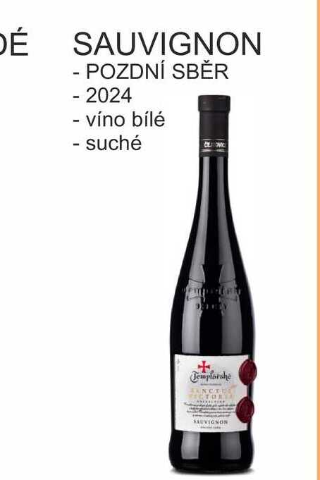 TEMPLÁŘSKÉ SKLEPY 0,75l  SAUVIGNON POZDNÍ SBĚR 2024 - víno bílé, suché 