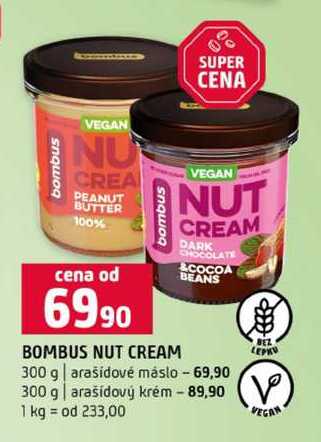 BOMBUS NUT CREAM 300 g arašídové máslo 300 g arašídový krém