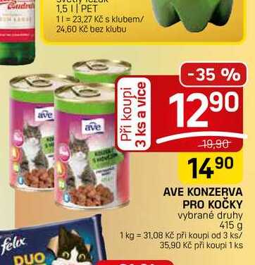 AVE KONZERVA PRO KOČKY vybrané druhy 415 g 