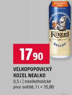 VELKOPOPOVICKÝ KOZEL NEALKO 0,5l nealkoholické pivo světlé