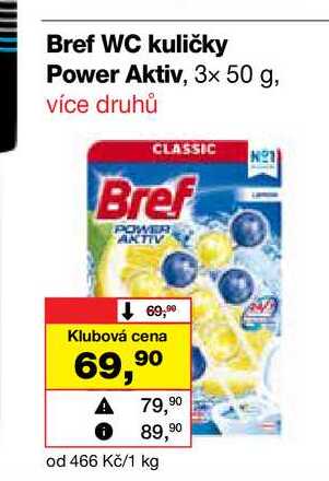 Bref WC kuličky Power Aktiv, 3x 50 g