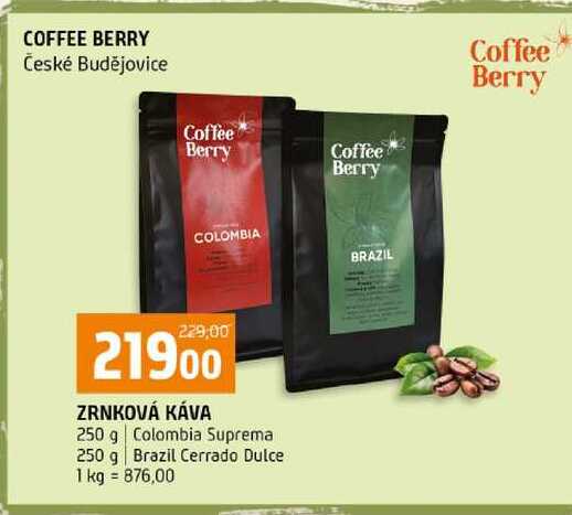 ZRNKOVÁ KÁVA 250 g Colombia Suprema 250 g Brazil Cerrado Dulce
