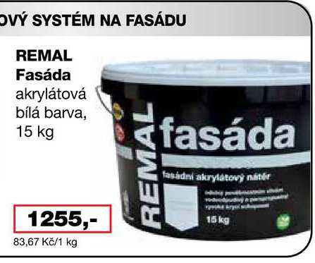 REMAL Fasáda akrylátová bílá barva, 15 kg
