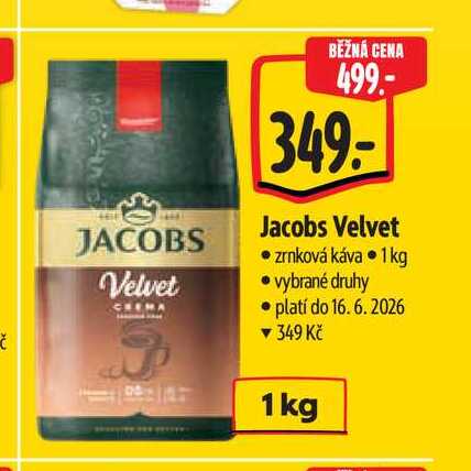 Jacobs Velvet zrnková káva 1kg
