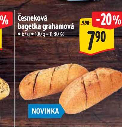 Česneková bagetka grahamová 67 g