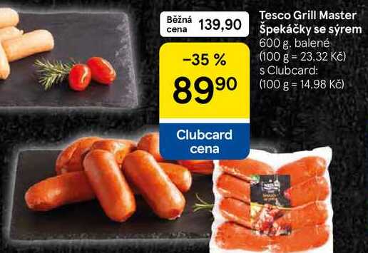 Tesco Grill Master špekáčky se sýrem, 600 g