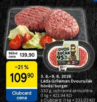 Láďa Grileman Dvouručák hovězí burger, 330 g 