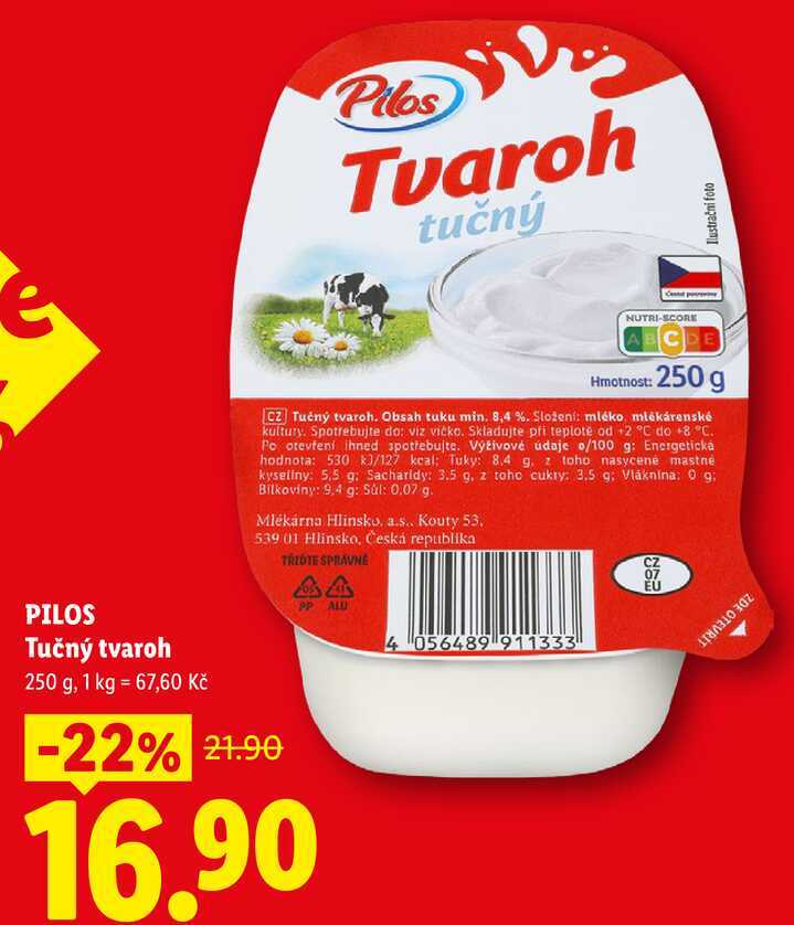PILOS Tučný tvaroh, 250 g