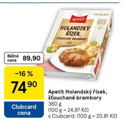 Apetit Holandský řízek, šťouchané brambory, 360 g