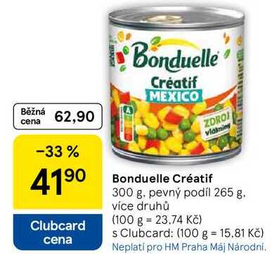 Bonduelle Créatif Clubcard cena, 300 g. pevný podíl 265 g