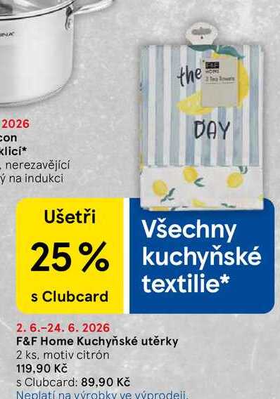 F&F Home Kuchyňské utěrky, 2 ks, motiv citrón
