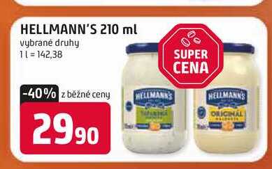 Hellmann's majonéza, tatarská omáčka 210ml, vybrané druhy