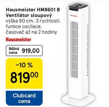 Hausmeister HM8601 B Ventilátor sloupový výška 80 cm, 3 rychlosti. funkce oscilace, časovač až na 2 hodiny