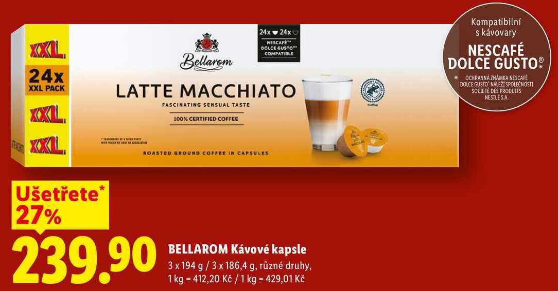 BELLAROM Kávové kapsle, 3 x 194 g/3 x 186,4 g