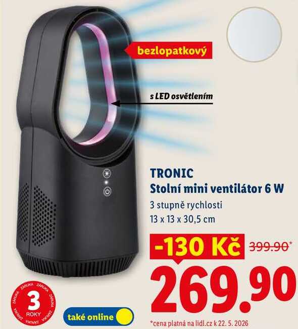TRONIC Stolní mini ventilátor 6 W
