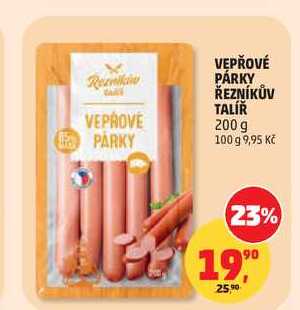 VEPŘOVÉ PÁRKY ŘEZNÍKŮV TALÍŘ, 200 g