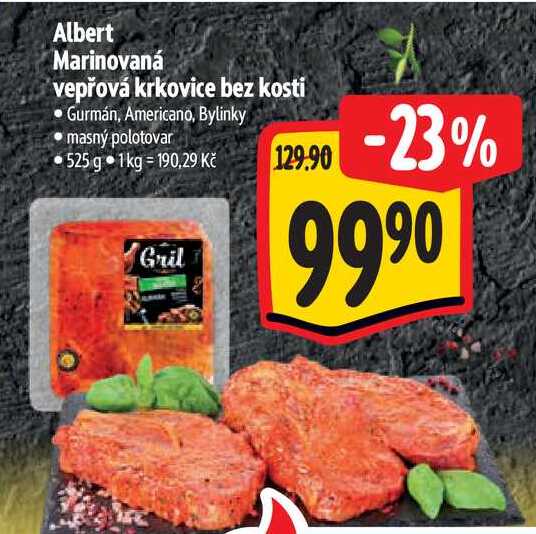 Albert Marinovaná vepřová krkovice bez kosti, 525 g  