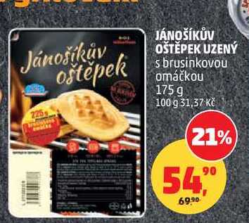 JÁNOŠÍKŮV OŠTĚPEK UZENÝ s brusinkovou omáčkou, 175g 