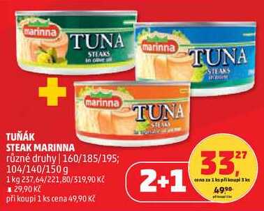 TUŇÁK STEAK MARINNA různé druhy, 160/185/195; 104/140/150g  