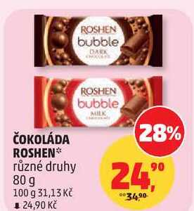 ČOKOLÁDA ROSHEN různé druhy, 80 g 