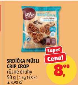 SRDÍČKA MÜSLI CRIP CROP různé druhy, 50 g 