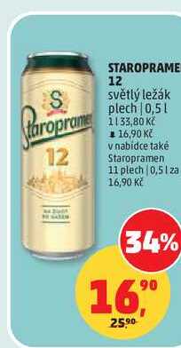 STAROPRAME 12 světlý ležák plech, 0,5 l