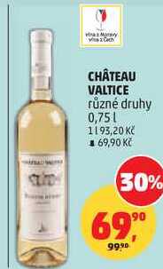 CHÂTEAU VALTICE různé druhy, 0,75 l
