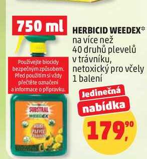 HERBICID WEEDEX na více než 40 druhů plevelů, pro včely