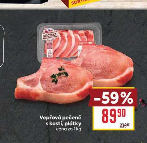 Vepřová pečeně s kostí, plátky cena za 1 kg